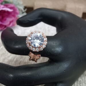 AD Rings - Rose Gold Polish AD Small Rotating Size Adjustable Ring SCAADR8-Crystal