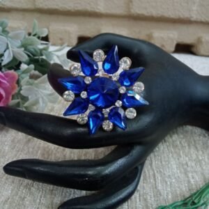 Rings - Light Golden Blue Glass Stone Big Rings SCAGR1