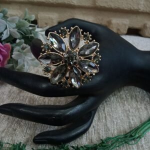 Rings - Light Golden Polish Glass Stone Big Rings SCAGR2