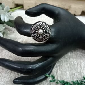 Oxidized Rings - Brass Silver Oxidized Small Size Adjustable Ring SCAOR69