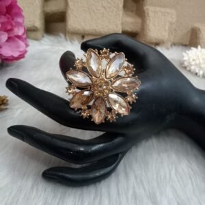 Rings - Light Golden Polish Glass Stone Big Rings SCAGR2