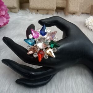Rings - Light Golden Multicolor Glass Stone Big Rings SCAGR1