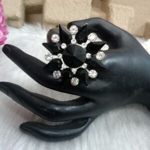 Rings - Light Golden Black Glass Stone Big Rings SCAGR1