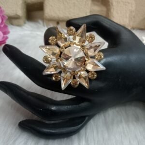 Rings - Light Golden Glass Stone Big Rings SCAGR1