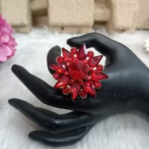 Rings - Light Golden Red Glass Stone Big Rings SCAGR1