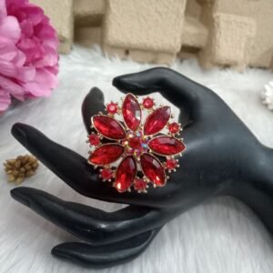 Rings - Light Golden Polish Glass Stone Big Rings SCAGR2