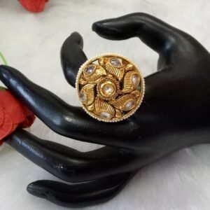 Rajwadi Ring - Gold Plated Rajwadi Polish Copper Medium Size Ring SCARR48