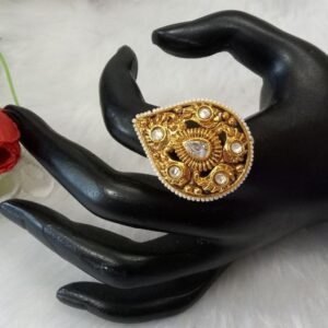 Rajwadi Ring - Gold Plated Rajwadi Polish Copper Medium Size Ring SCARR47