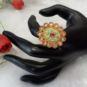 Rajwadi Ring - Gold Plated Rajwadi Polish Copper Medium Size Ring SCARR46-Mint