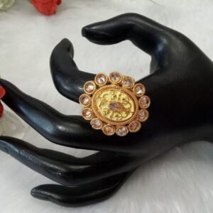 Rajwadi Ring - Gold Plated Rajwadi Polish Copper Medium Size Ring SCARR46-Pista