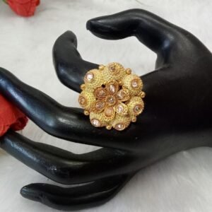 Rajwadi Ring - Gold Plated Rajwadi Polish Copper Medium Size Ring SCARR45-Pista