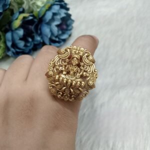 Rajwadi Rings - Gold-Plated Copper Rajwadi Polish Laxmi Mata Rings SCARR25