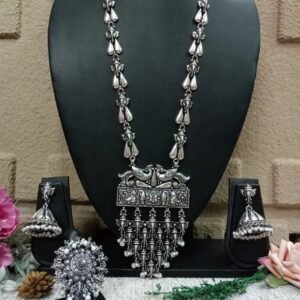 Long Necklace - German Silver Plated Copper Statement Long Necklace Combo SCAOLN10