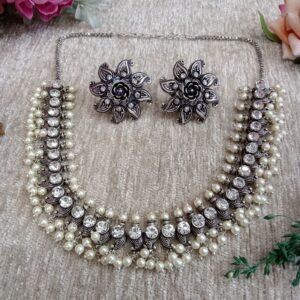 Necklace - German Silver Brass Oxidized Necklace SCAON47