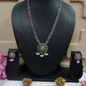 Necklace - Brass Silver Oxidized Necklace SCAON82